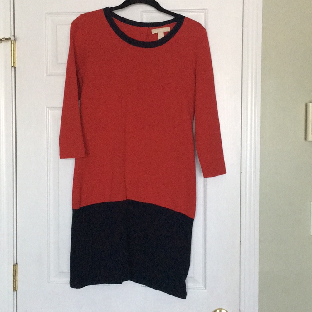 Banana Republic red and navy knit dress